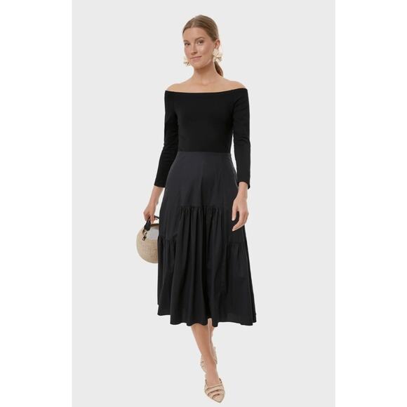 Tuckernuck Marissa Midi Off-The-Shoulder Dress Fit And Flare Black Medium - Picture 2 of 12